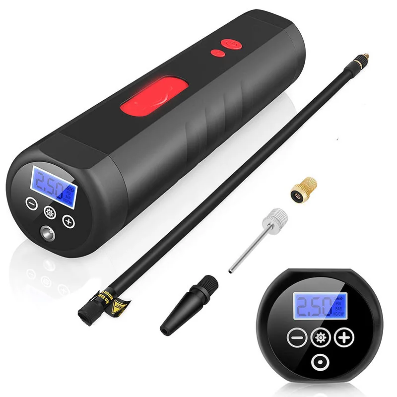 

Air Compressor Portable Mini Air Inflator Hand Held Tire Pump 2000mAh with Digital LCD LED Light 12V AC DC Lithium Battery 120PS