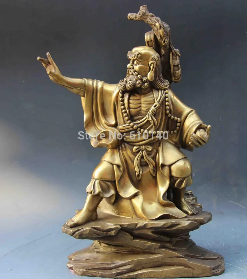 

Tibet Buddhism Temple Pure Brass Copper Damour DaMo Bodhidharma Buddha Statue