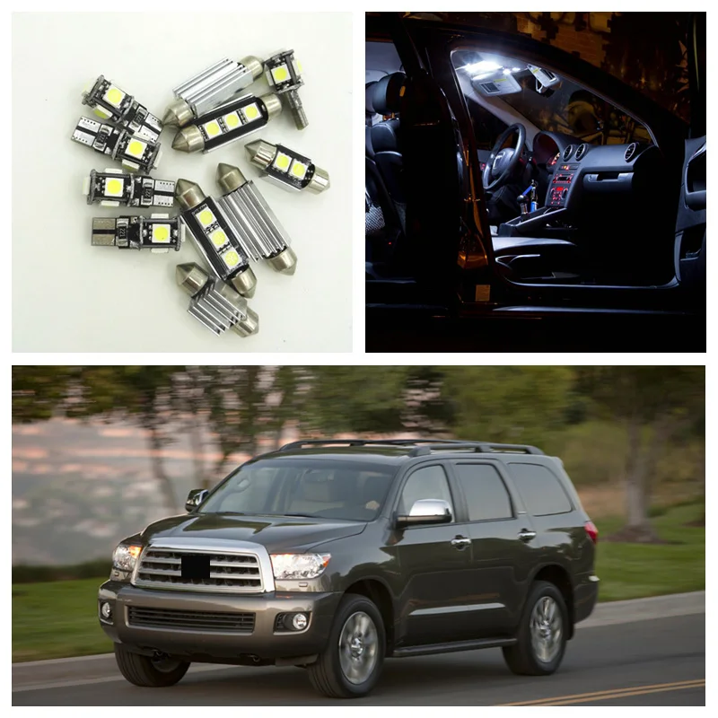 14 шт. белые SMD светодиодный лампы посылка для 2004-2007 Toyota Sequoia Map купольный номерной