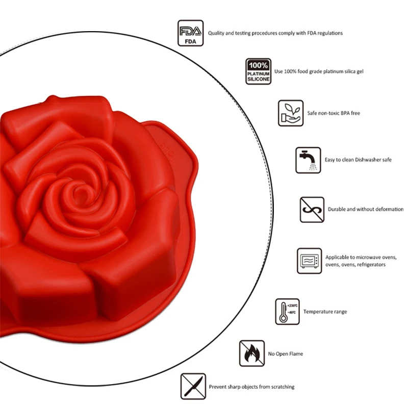 Силиконовая форма для мыла ручной работы, розочки, форма для пирога, посуда для выпекания, кухня, сделай сам, шоколад, лед, цветы, инструменты для украшения торта