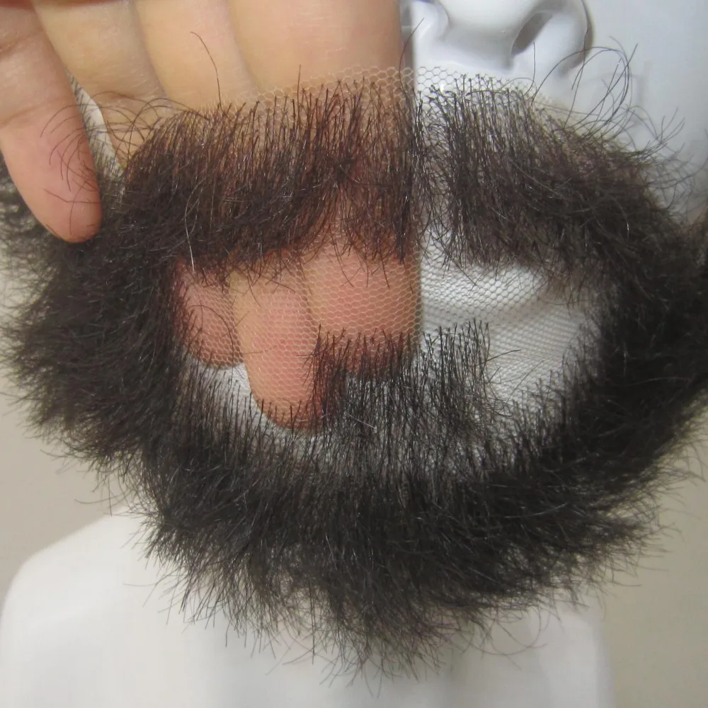 FXVIC Jet черные человеческие волосы с полной бородой и усами для наращивания для вечерние/Кино/актерское высокое качество