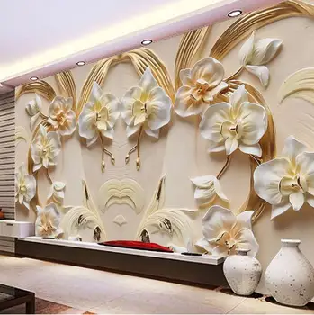 

Custom Photo Wallpaper 3D Relief Butterfly Orchid Background Wall Mural Living Room TV Sofa Home Decor Classic Wall Paper Rolls