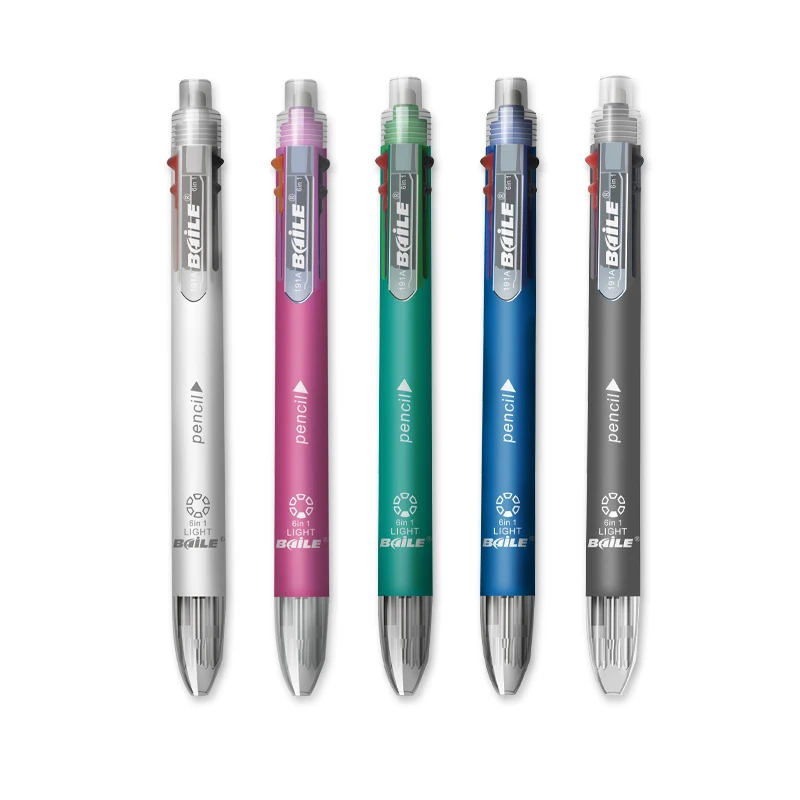 

5 plus 1 in one multi-function five-color ballpoint pen with mechanical pencil 12pcs/lot