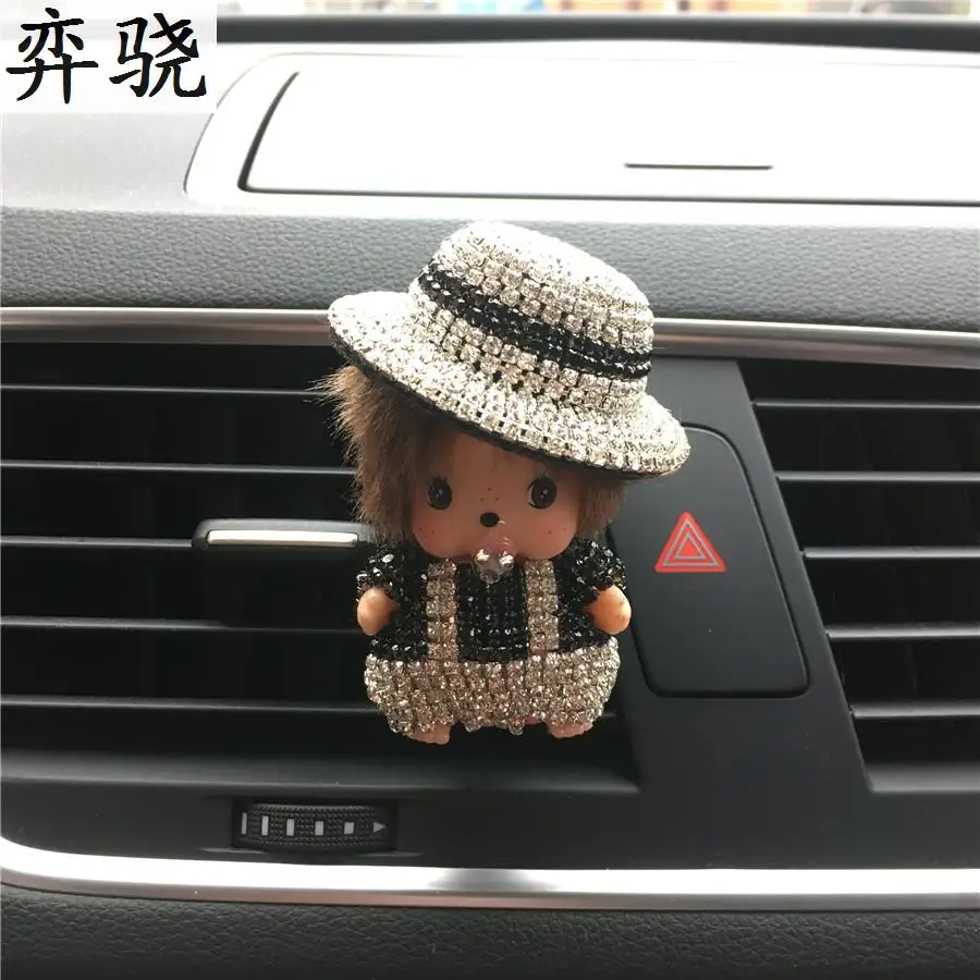 

Rhinestone cute boy and girl Kiki Car styling perfume Air conditioner decorative clamp car air freshener Perfumes 100 Original