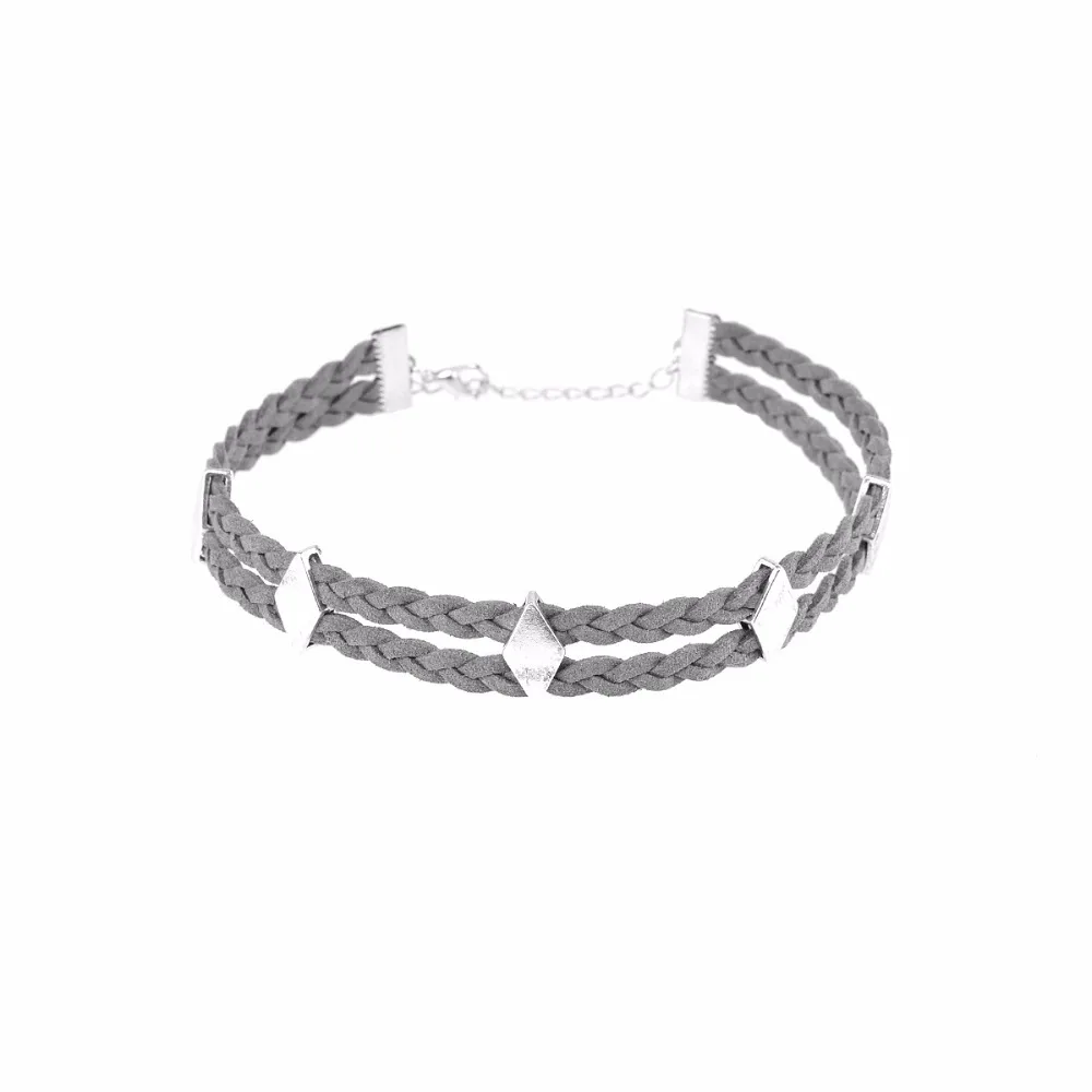 Trendy Women Velvet Choker Necklace Fashion women Puck black leather hot mails silver necklaces False collar Gothic Costume Jewelry-2 (4)