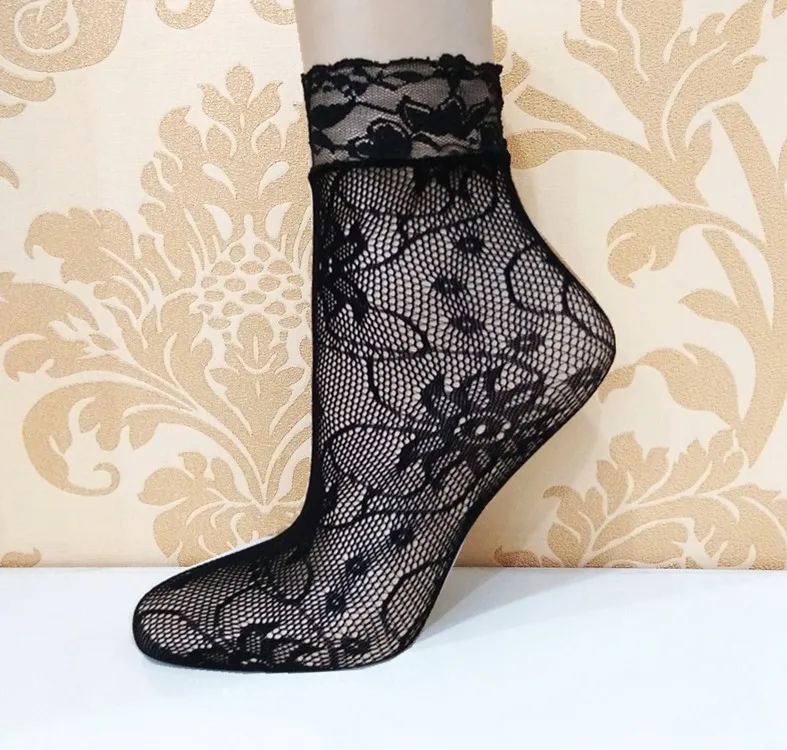 10 пар, сексуальные черные сетчатые носки в стиле панк для женщин и девочек, женские готические эластичные короткие Чулочные изделия, кружевные носки до лодыжки