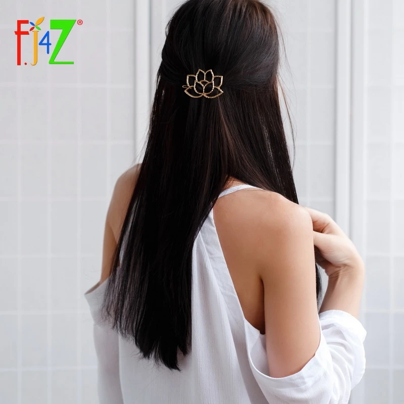 Horquillas 2016 de oro, bellas pinzas de pelo a la moda con forma de loto ahuecada para mujeres, accesorios de joyería Horquillas 2016 de oro, bellas pinzas de pelo a la moda con forma de loto ahuecada para mujeres, accesorios de joyería