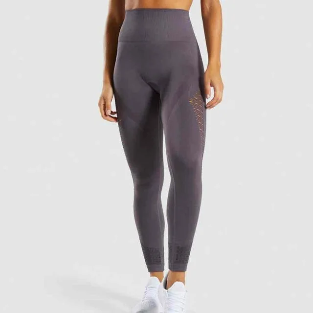 Женские бесшовные леггинсы, брюки для йоги с управлением животиком, эластичные спортивные Леггинсы для фитнеса, спортивные компрессионные штаны для бега - Цвет: Gray