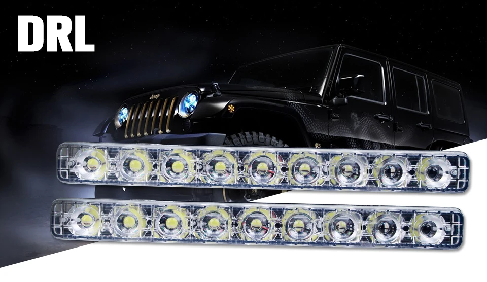 VooVoo высококачественный светодиодный DRL Автомобильные дневные ходовые огни Дневной светильник автоматический противотуманный светильник 9 светодиодный s супер яркий 6000K водонепроницаемый