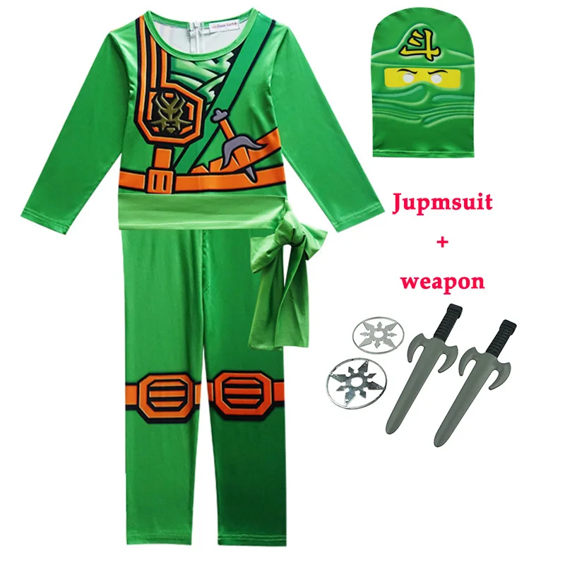 النينجا Ninjago زي الفتيان الفتيات مجموعة ملابس الاطفال الصبي لويد جاي كاي تأثيري حللا هالوين ملابس للحفلات دعوى مع سلاح