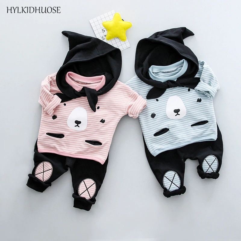 Prix HYLKIDHUOSE Bonne Qualité Enfants Vêtements Ensembles Bébé Filles Garçons Costumes Bande de Bande Dessinée Coton T Shirt + Pantalon Infantile Enfants Costumes