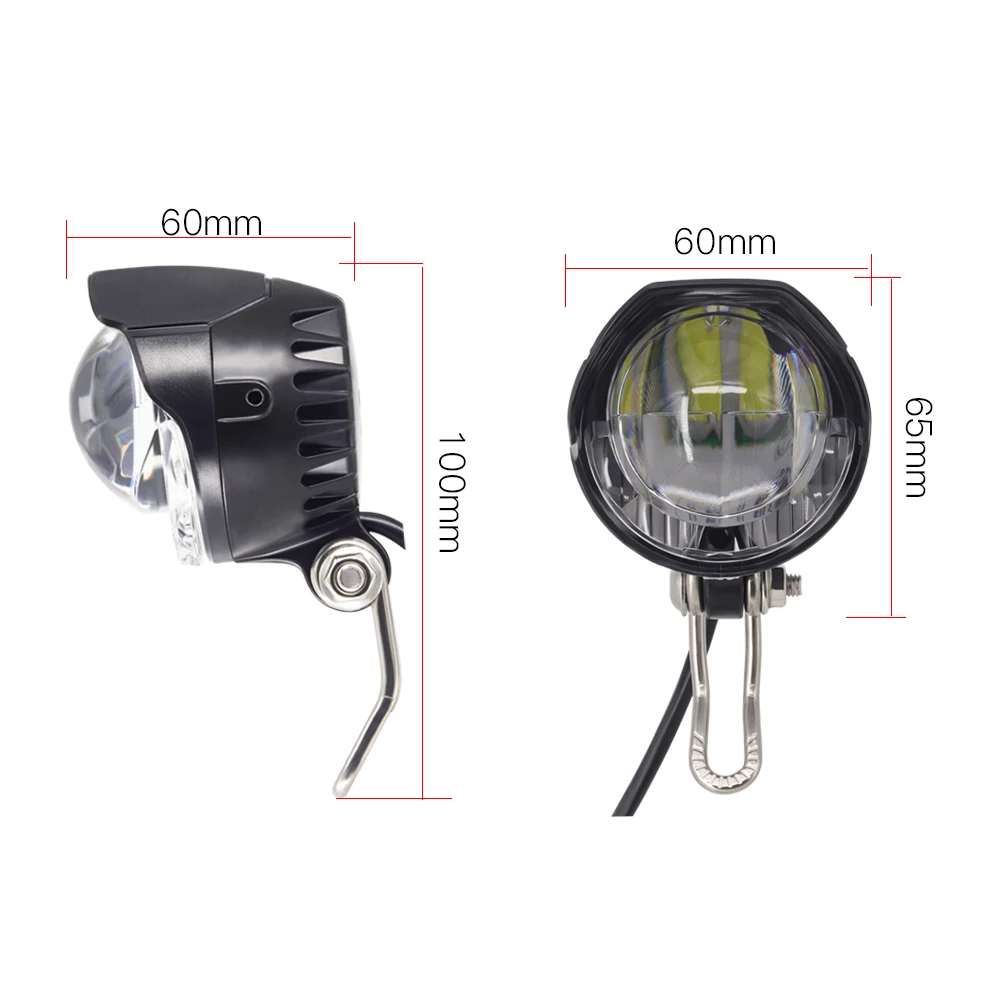Cheap Ebike Light Electric Bicycle Light Built-in Speaker Input 12V 24V 36V 48V 60V 72V LED Lamp 85Lux Electric Scooter Headlights 2