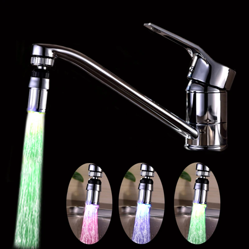 3 Colors Temperature Sensor Led Water Tap Faucet Light For Bathroom Kitchen Rgb Led Faucet