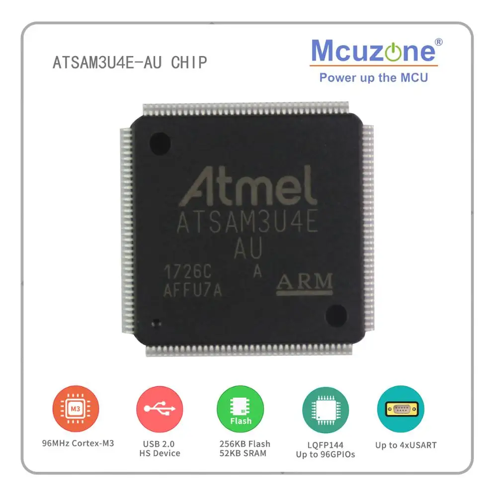 

SAM3U, ATSAM3U4E-AU CHIP, 96MHz Cortex-M3, USB 2.0 Highspeed Device ATSAM3U 3U4E sam3u4e atmel arm7 nand lcd sd