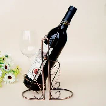 

Handmade Plating Process Support Wine Racks Metal Swing Wine Holder Craft Bar Decoration Home Decor Miniature Christmas Gift