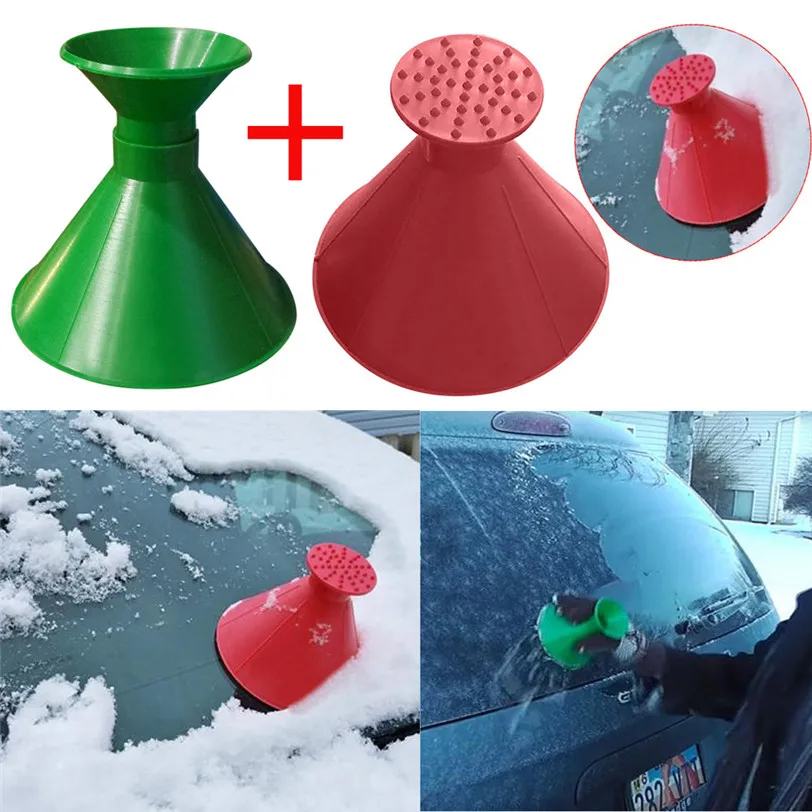 2PCS Ice Scraper Snow Remover Scrape Cone Shaped Round Car Windshield Snow Scraper Car Snow