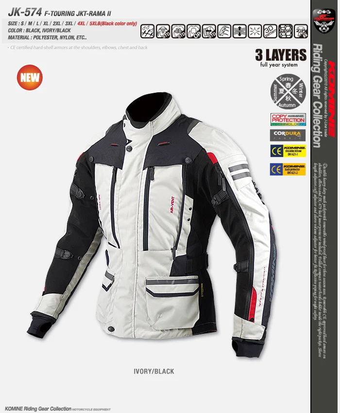 

New Motorcycle Hunting Jacket JK-574 Full Year Touring Jacket RAMA II Winter Jacket