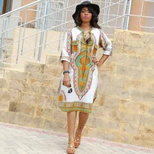 Vestidos de fiesta oferta dashiki africano tranditional metade impressão manga longa dress new verão arte popular roupas femininas sbk127