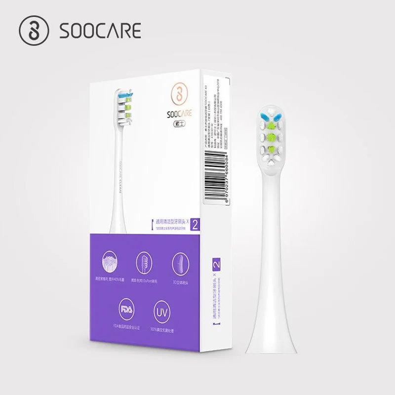 Xiaomi Soocare X3 2 шт SOOCAS сменная электрическая головка зубной щетки для SOOCAS/Xiaomi Mijia SOOCARE X3 головка щетки черный белый