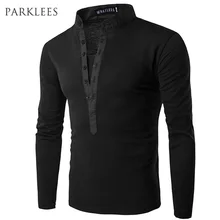 Новая трендовая Черная Мужская рубашка поло Homme Осенняя модная мужская приталенная рубашка с длинным рукавом на пуговицах Повседневная хлопковая рубашка Поло Xxl