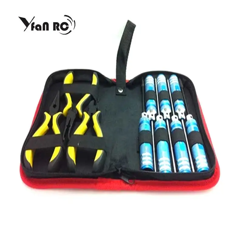 

1/10 Screwdriver Hexagon Socket Slotted Diagonal Cutter Ball Link Plier Tools Kit Box Set for RC Quadcopter Helicopter Car F16A