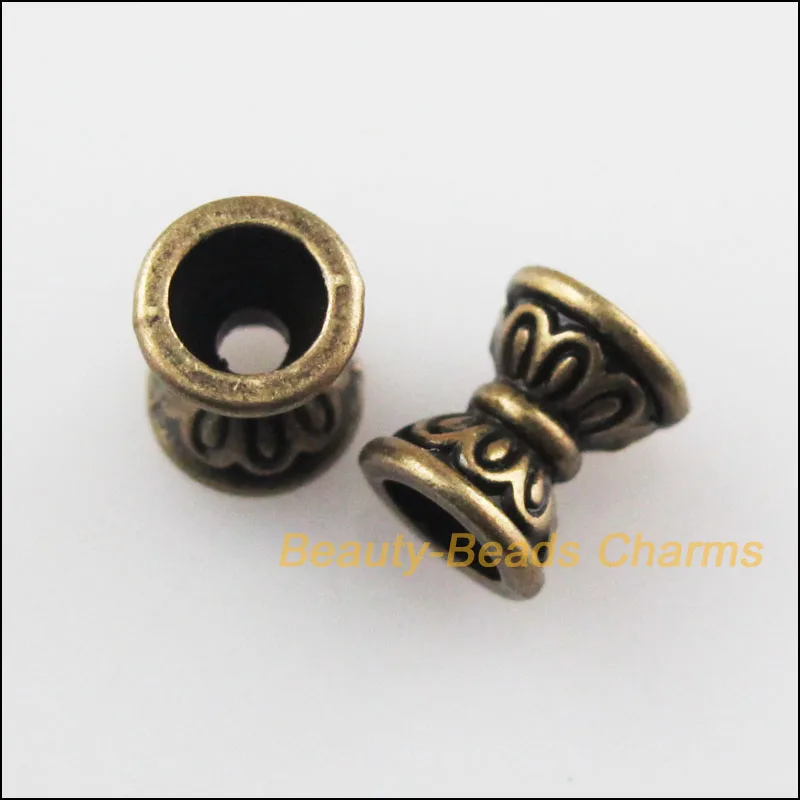 

New 40 New Flower Cone Charms Antiqued Bronze Tone Spacer Beads 6.5mm