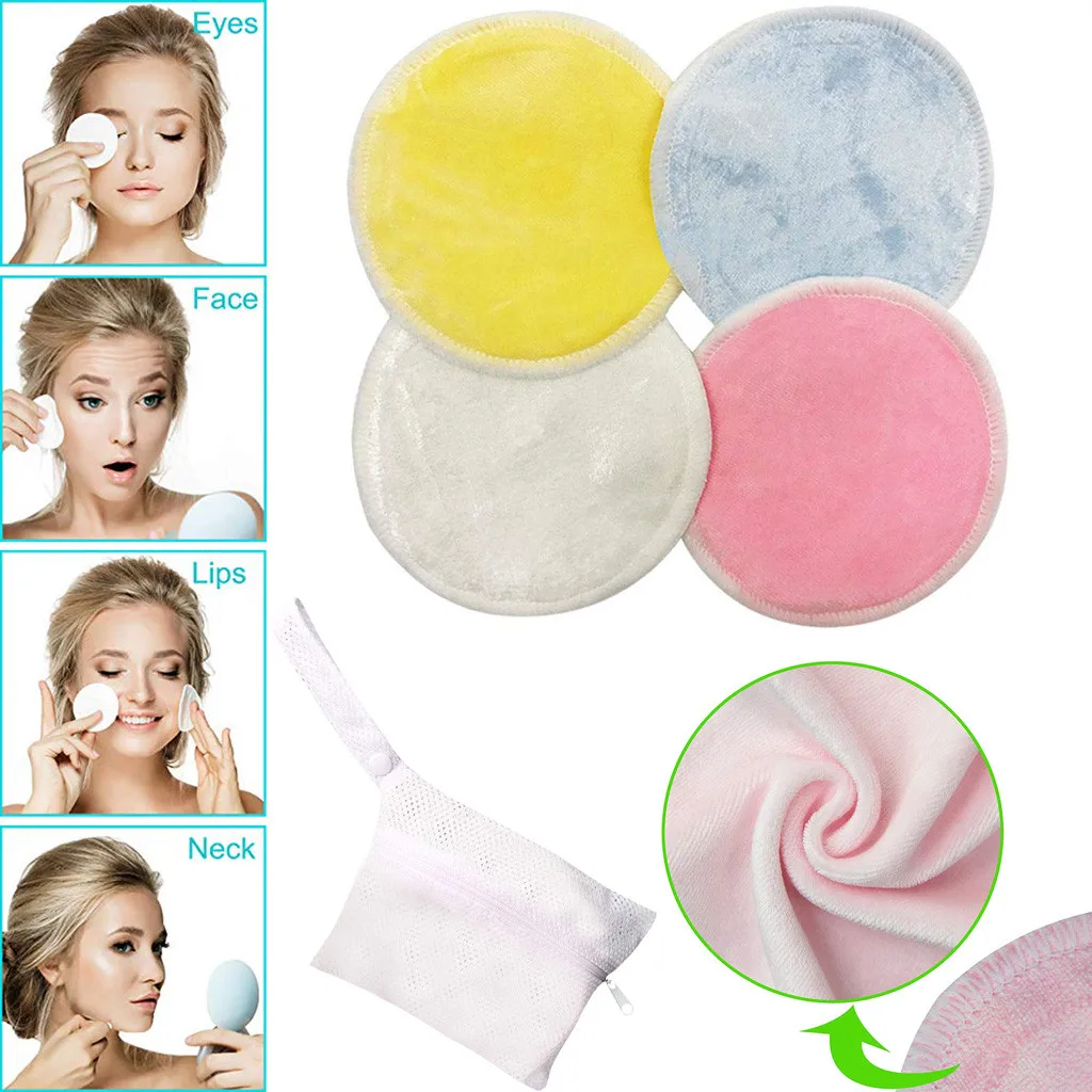 

8/12/16/20pcs Reusable Cotton Pads Make up Facial Remover Double layer Wipe Cleaning Pads Washable with Laundry Bag