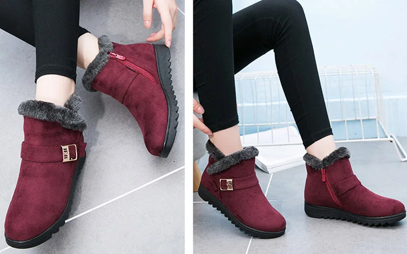 VTOTA/зимние женские теплые ботинки; теплые зимние ботинки; botas mujer; женские ботильоны на меху; ботинки на танкетке; обувь для мам; H154