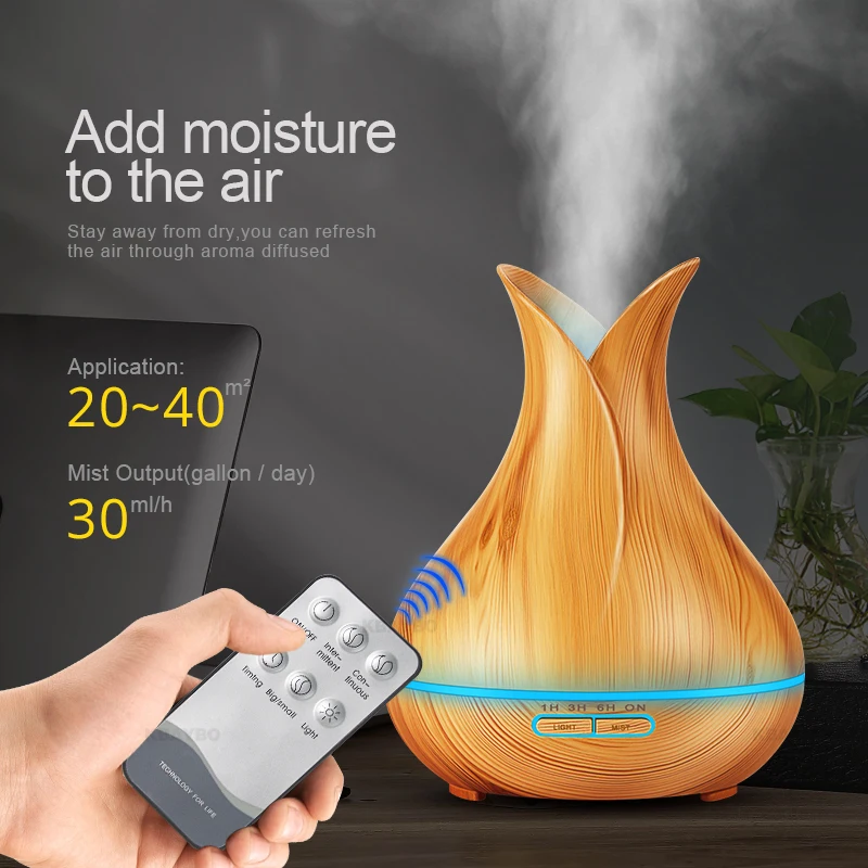 Günstige KBAYBO 400ml Duft Ätherisches Öl Diffusor Ultraschall luftbefeuchter mit Holzmaserung 7 Farbwechsel Led leuchten für Büro hause