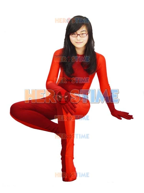 

Totally Spies Comic Costume Red Spandex Cool Lady Superhero Costume Red and Dark Red Combination Tight Cosplay Zentai suit
