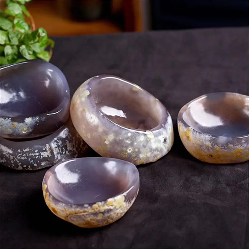 

1pcs Natural Crystal Agate Bowl Ashtray Quzrtz stone Minerals Healing Home Decoration