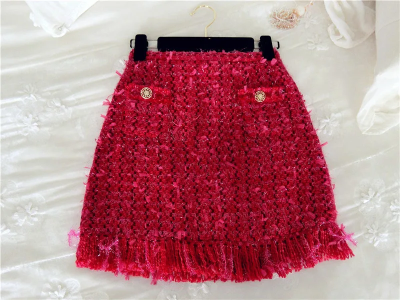 Femmes Élégant Mince Mode Haut Gamme Marque Tweed Gland De Kenvy Sauvage Automne Jupe Luxe wIzt8I