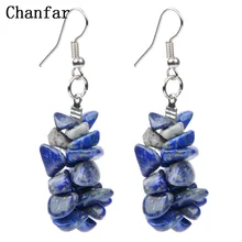 Chanfar Colorful Chip Natural Stone Earrings Bohemian Clear Crytal Tiger Eye Crystal Dangle Drop Earrings For Women jewelry