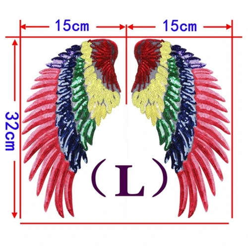1 пара новая вышивка крыла Кружевная аппликация ткань с пайетками свитер Одежда патч наклейки с блестками футболка diy нашивки украшения - Цвет: Large Mix