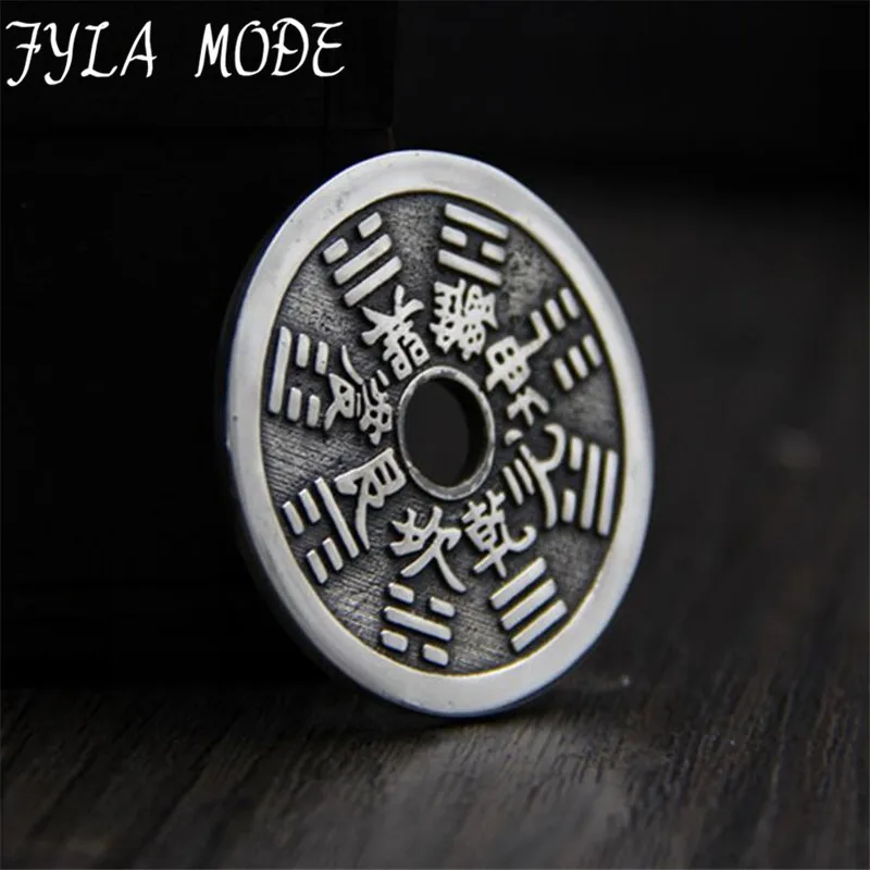 

Beautiful Handwork Natural S925 Sterling Silver Carved Peace Safety Buckle Lucky Pendants Without Chain Fine Fashion Jewelry