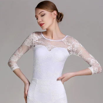 

Ballroom Dance Tops For Women Lace Round Neck Shirts Flamenco Dancing Costumes Sexy Salsa Competition Performance Wear DN1603
