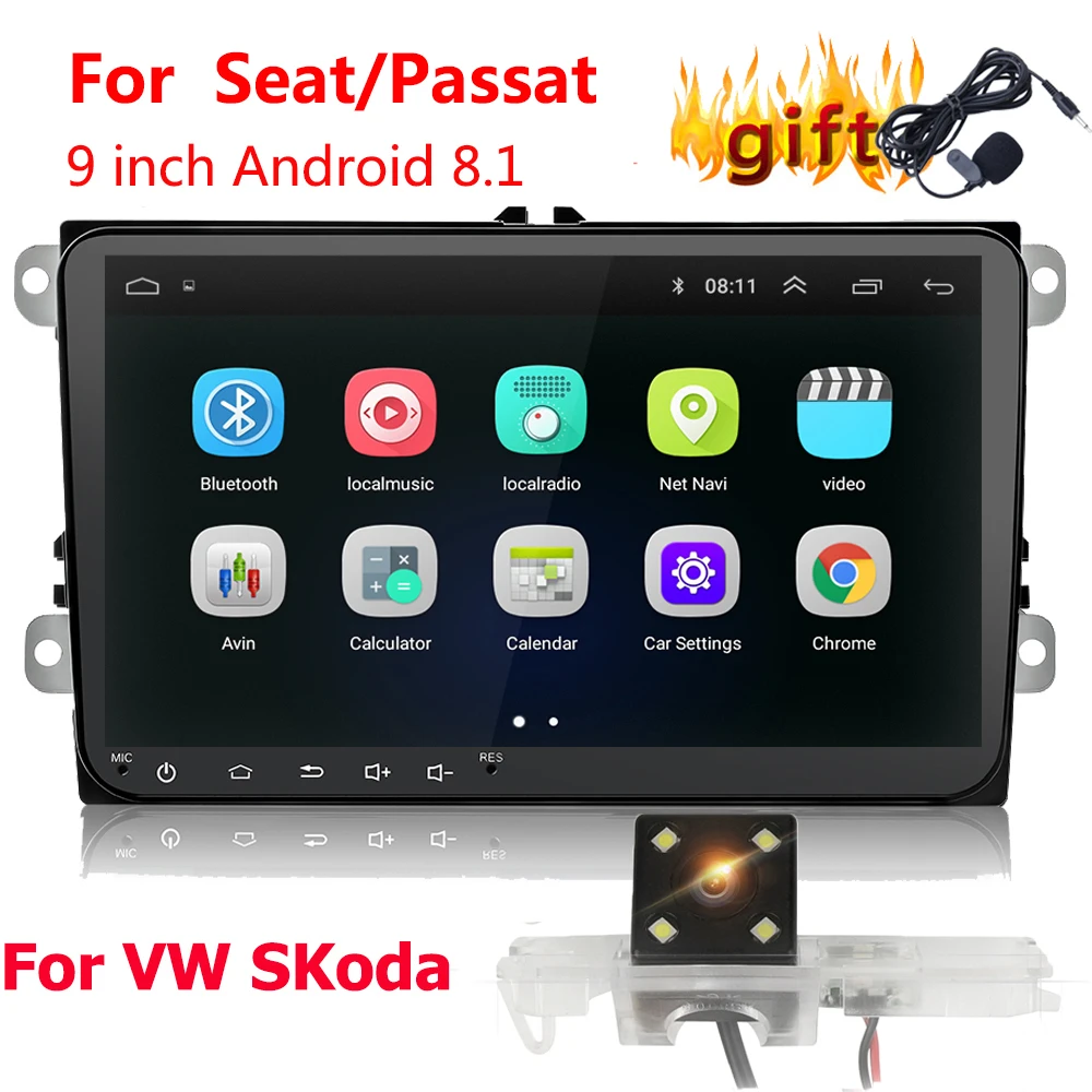 Двойной 2Din Автомагнитола Android 8 gps 9 ''авто для Golf Polo Passat Beetle Touran SKODA SEAT Wifi bleutooth 2din Автомагнитола