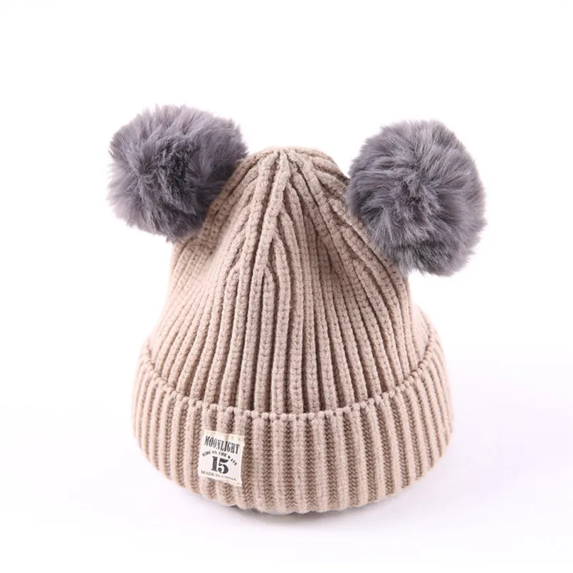Headwear Baby hats for girls Baby newborn hats Boys Girls Cap Cotton Knitted Ball Warm Children Hats czapki dla dzieci #4S4 (7)
