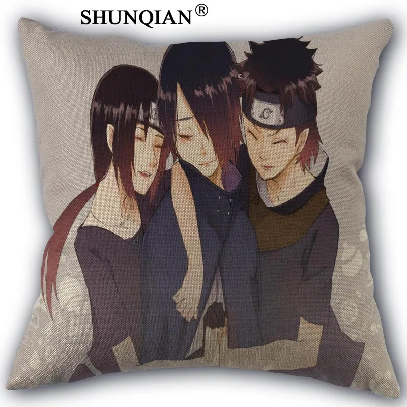 

itachi uchiha Linen Cotton Pillow Covers Printed Square Home Decorative No Core Pillowcase 45x45cm one side