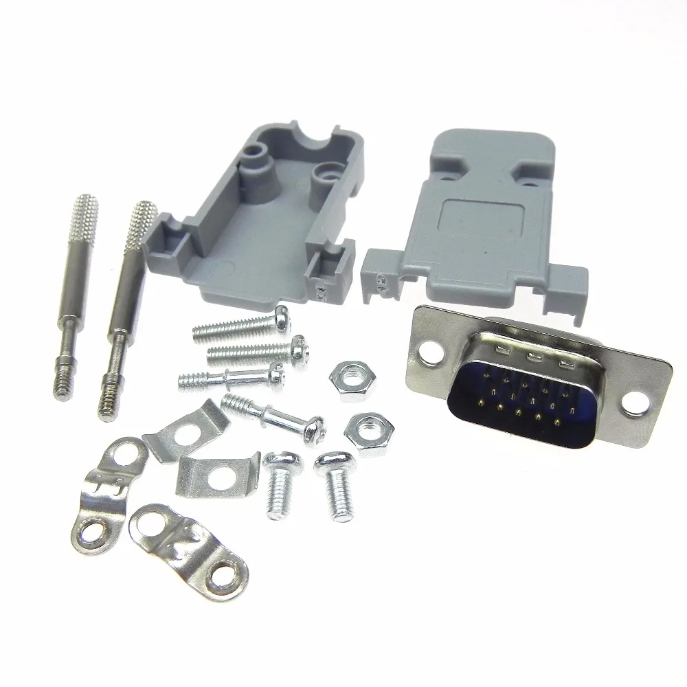 DB-15pin male soldering type connector socket outer casing together with screws 2