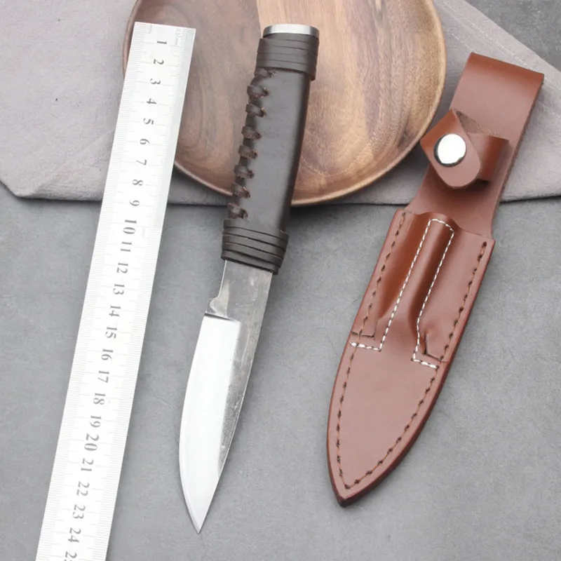 

Forged Steel High Hardness Straight Knife Portable Outdoor Camping Hunting Knives with Leather Sheath Survival Tools