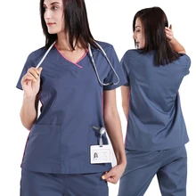 Униформа для кормящих женщин костюм медика наборы хирургический костюм для стоматологической работы Топ и штаны V шеи ядро стрейч рабочие наборы скрабов