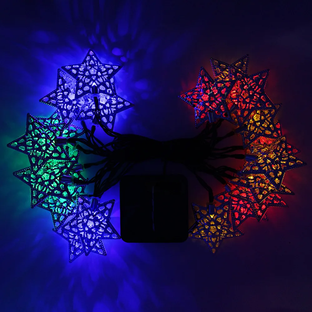 Привет-Lumix 5 м 20 светодиодов металлическая звезда строка Солнечный свет гирляндой Рождество Свадебная вечеринка украшения дома лампа