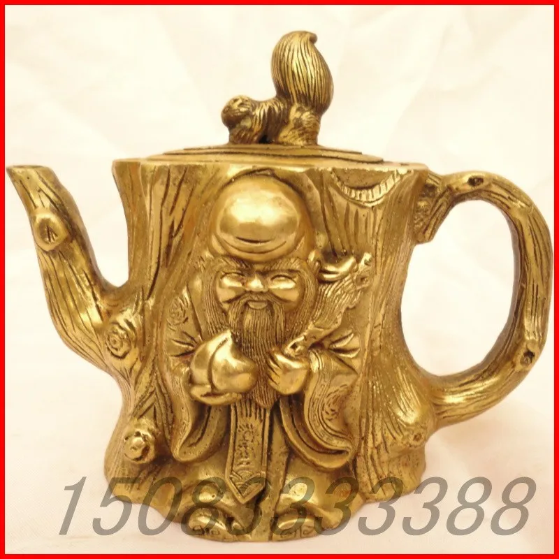 

Bronze statue copper hip flask decoration teapot water bottle macrobian decoration crafts