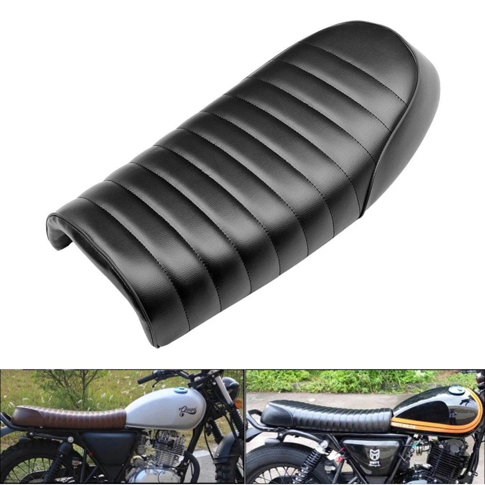 Black Motorcycle Cafe Racer Seat Scrambler Vintage Flat Saddle Flat Pan Retro Seat For Honda Cg Cb0 Cb350 Cl350 Cb400 Aliexpress