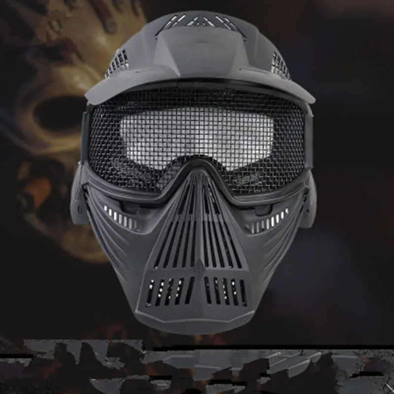 

Outdoor CS WG field equipment military games face guard with tactical shield whole face cycling decorative anti-virus steel mask