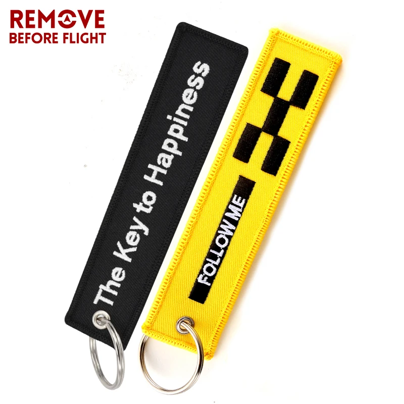 

Remove Before Flight Key Holder FOLLOW ME Chain Keychain Jewelry Embroidery The Key to Happiness Key Tag Aviation Gifts llavero