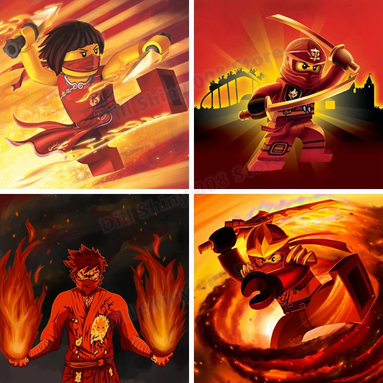 

New 5D Diy diamond painting cross stitch "Fire Ninja Red Ninja Kai,warrior" Full Square Diamond embroidery Mosaic Crafts Gift