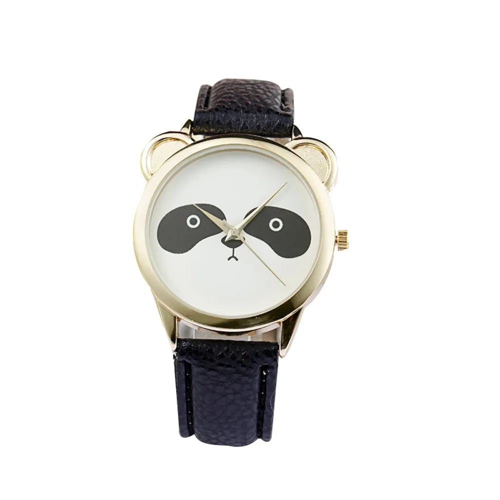 

Fashion Neutral Women Lovely Panda Face Leather Quartz Watch Relogio Feminino Masculino Clock Bayan Kol Saati Reloj Mujer N50