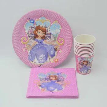 

40pc Sofia Princess Girls Pink Decoration Kids Birthday Party Cup/Plate/Napkin Kids Party Favors Decoration Supplies Gift